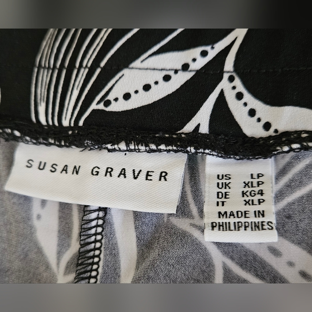 SUSAN GRAVER WIDE LEG PANTS SZ LP BLACK WHITE - Picture 6 of 7